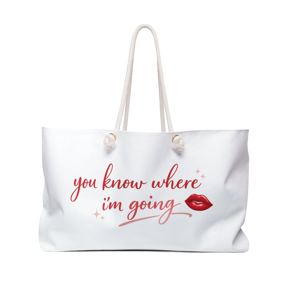 Weekender Bag — "You Know Where I'm Going" Lip Print Travel Tote