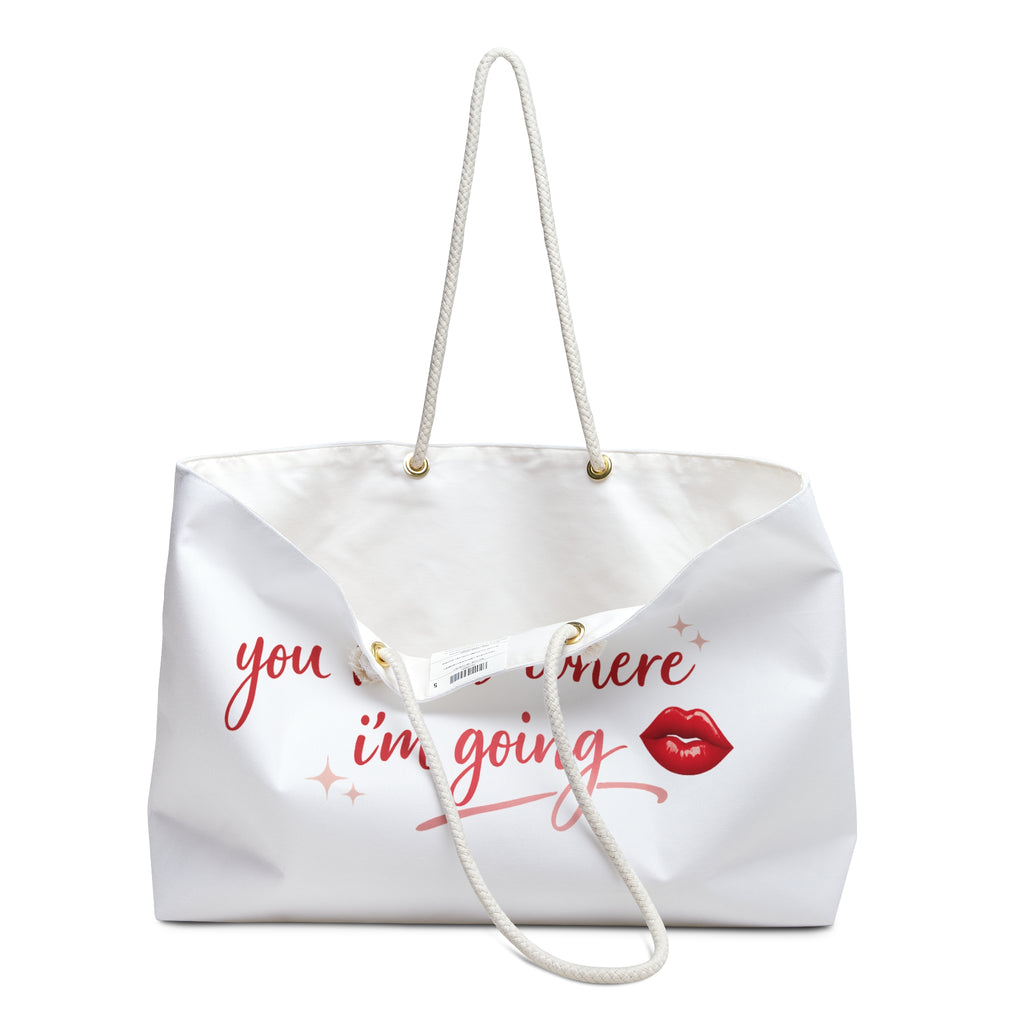 Weekender Bag — "You Know Where I'm Going" Lip Print Travel Tote